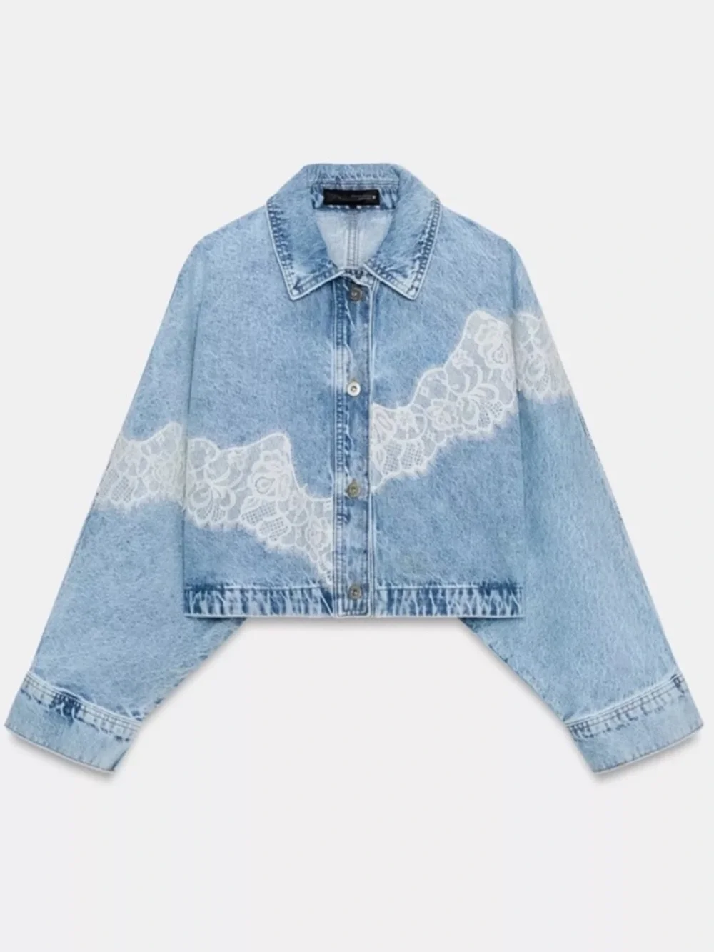 Zara Z1975 SHORT LACE DENIM JACKET SET - Picture 2 of 11